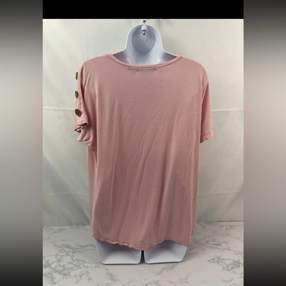 Notations Short Sleeve Shirt Womens L Pink Button Accent Blouse Top N​​​ - Picture 3 of 4